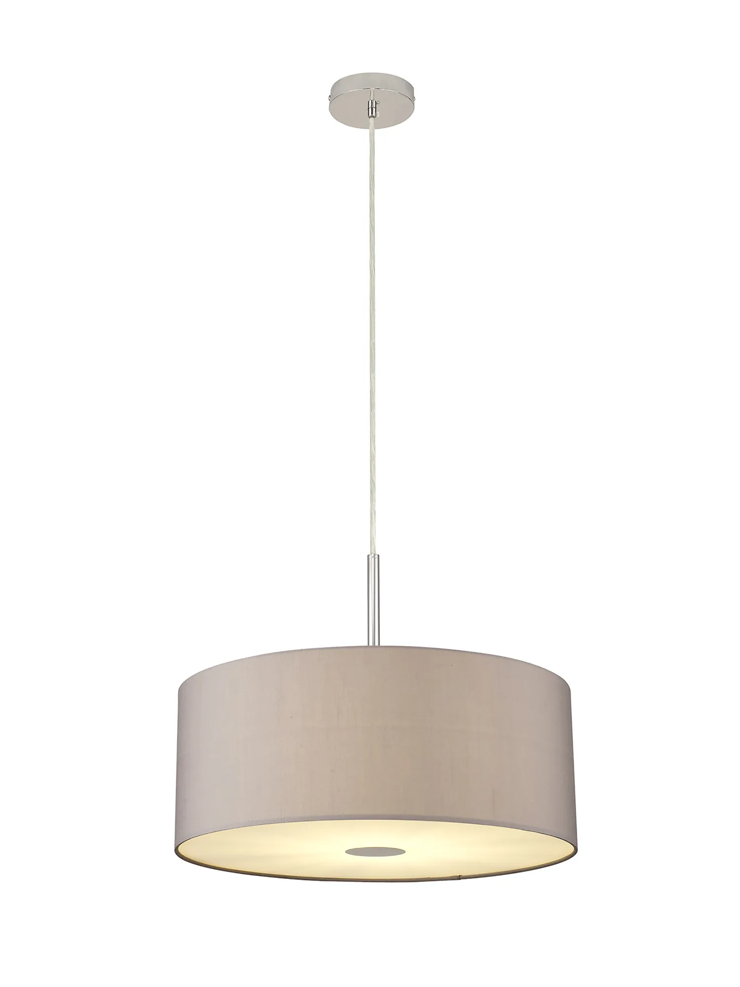 Baymont 50cm Pendant 1 Light Polished Chrome, Grey, Frosted Diffuser DK0150  Deco Baymont CH GR